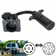 Mosiee 7-Way Round Pin Truck To 7-Way Blade Rv Trailer Adapter Wiring Plug Converter Abs Black Round Plug Replacement Parts